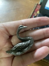 Spoontiques Pewter Swan Figurine Mini Waterfowl Vtg