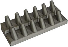12 Finger Steel Grey Leather Jewelry Ring Display Stand