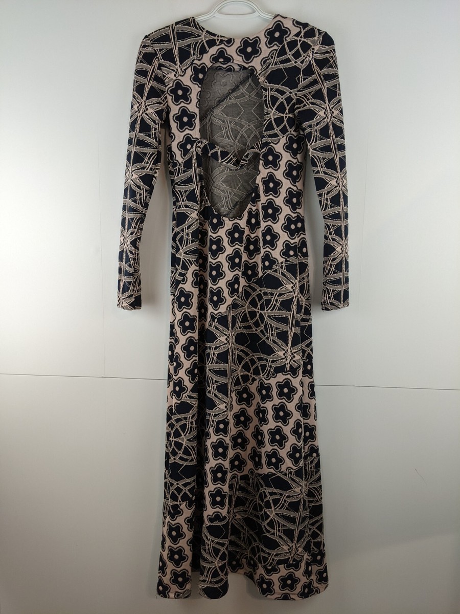 NEW Zara Long Floral Jacquard Maxi Dress Women S Cut Out Back Multicolor  Classic | eBay