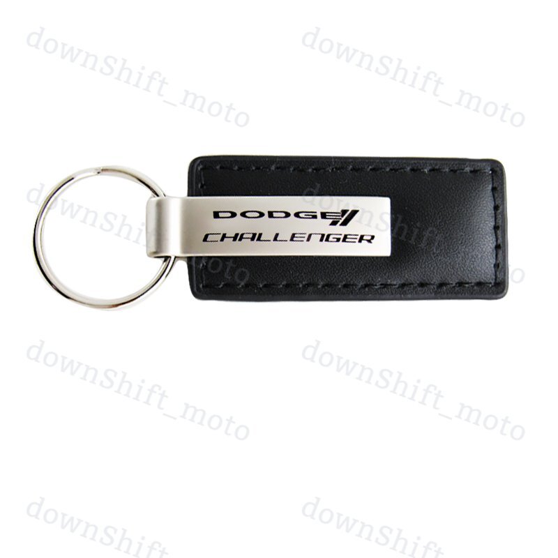 For Dodge Challenger Key Ring Black Leather Rectangular Keychain