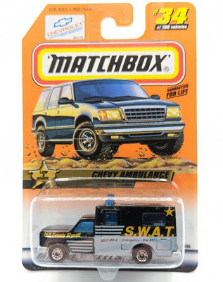 MATCHBOX 1997 CHEVY AMBULANCE SWAT MB COUNTY SHERIFF - LAW &amp; ORDER SERIES - #34