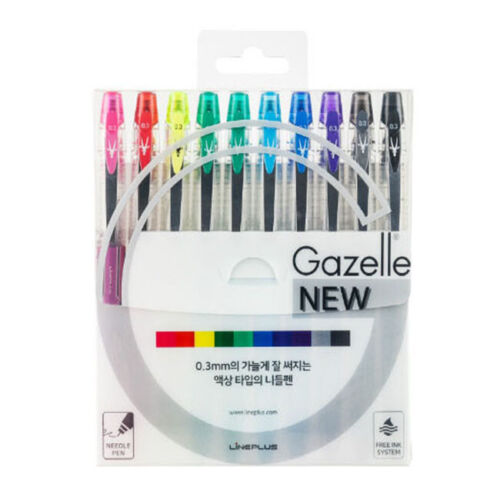 LINEPLUS Water-based Gazelle ballpoint pen 0.3mm / 10 Color Set / World standard - Afbeelding 1 van 1