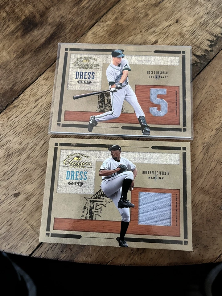 (2) 2004 Donruss Classics Dress Code Game Worn Jerseys Willis And Baldelli - Image 2 of 4