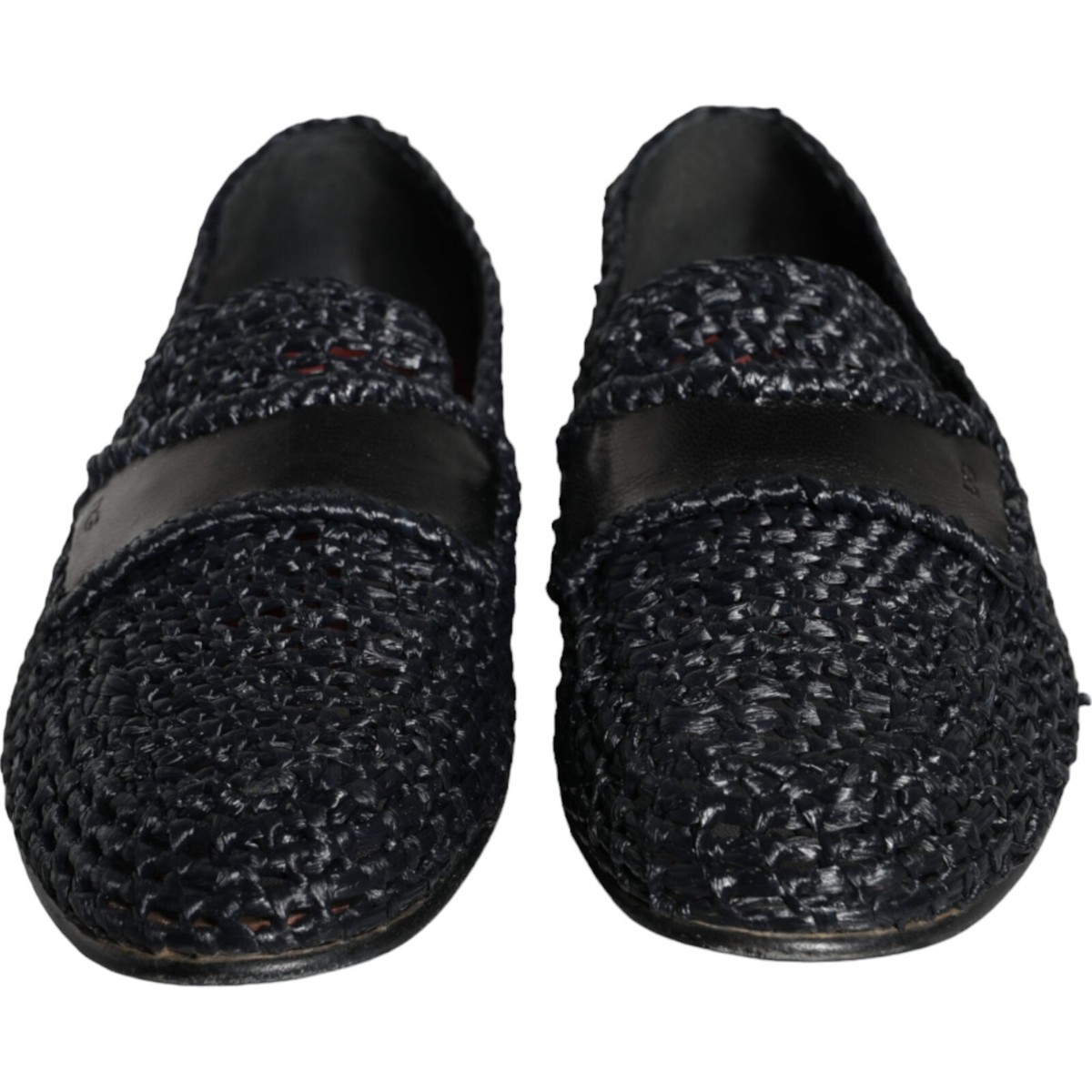 【関税&送料込】Dolce & Gabbana Dolce Gabbana Woven Webbing DOLCE & GABBANA Shoes Black Woven Raffia Slip On Loafers Men