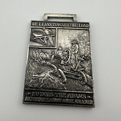 Old Adams Horse Drawn Adjustable Wheel Grader Watch Fob He  display picture 2