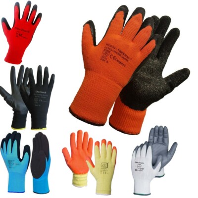 12 Pairs Work Gloves Latex Coated Nitrile Coated Thermal Gloves