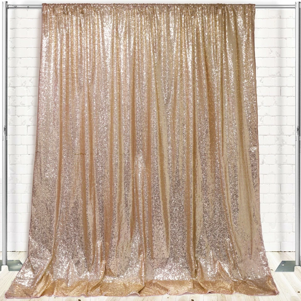 Lentejuelas brillantes sobre cortina/fondo de tafetán 8 pies x 104 pulgadas, telones de fondo para bodas Foto 3 de 4