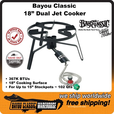 Bayou Classic SP2 Dual Jet Cooker 18'' 367K BTUs Up To 102 Quart Stockpots