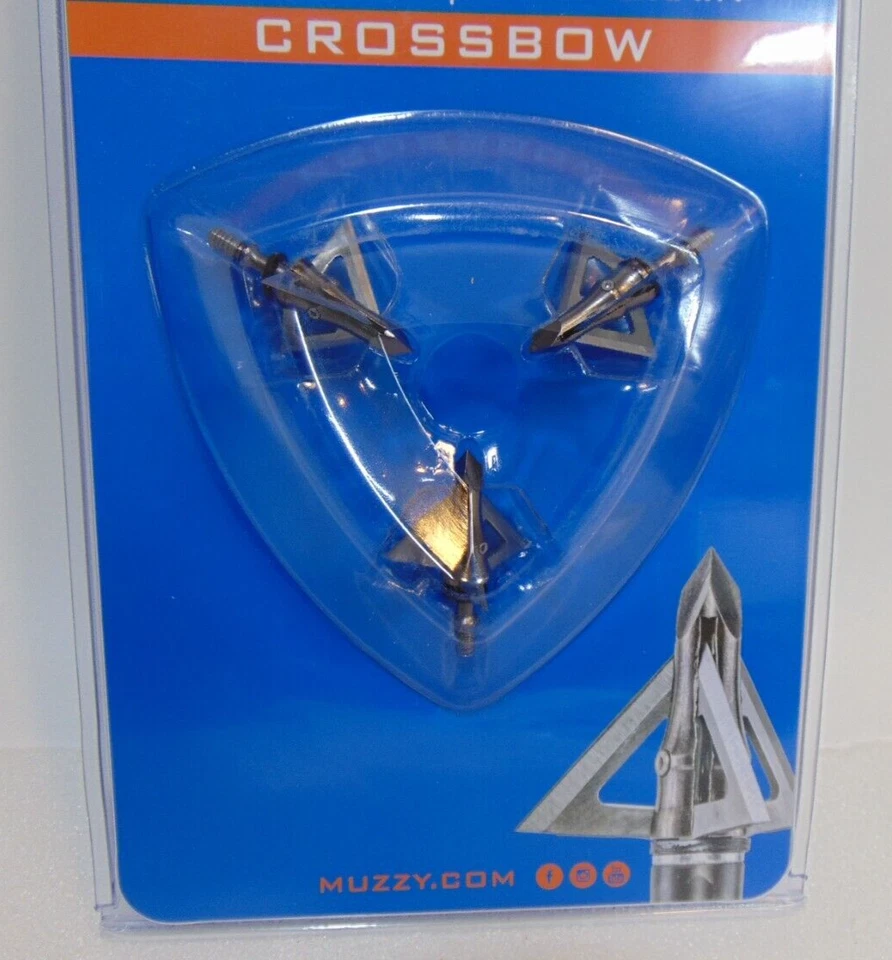 Muzzy Trocar Crossbow Broad Heads 3 blade  100 Grain 100gr 3 Pack Deer Bear Elk - Image 3 of 4