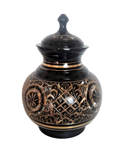 Solid Brass Lacquered Hand Etched Pet Memorial Urn Remembrance Screw On Lid