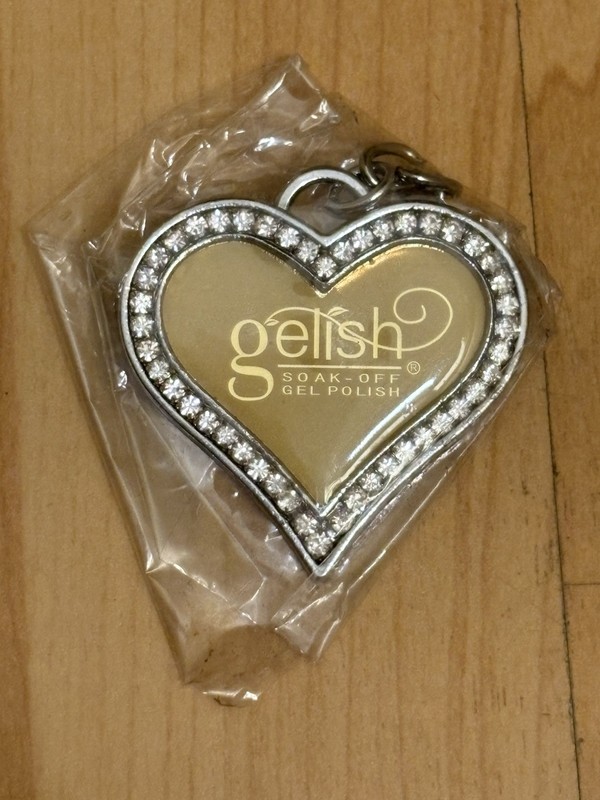 Silver Heart Photo Keychain with Rhinestones