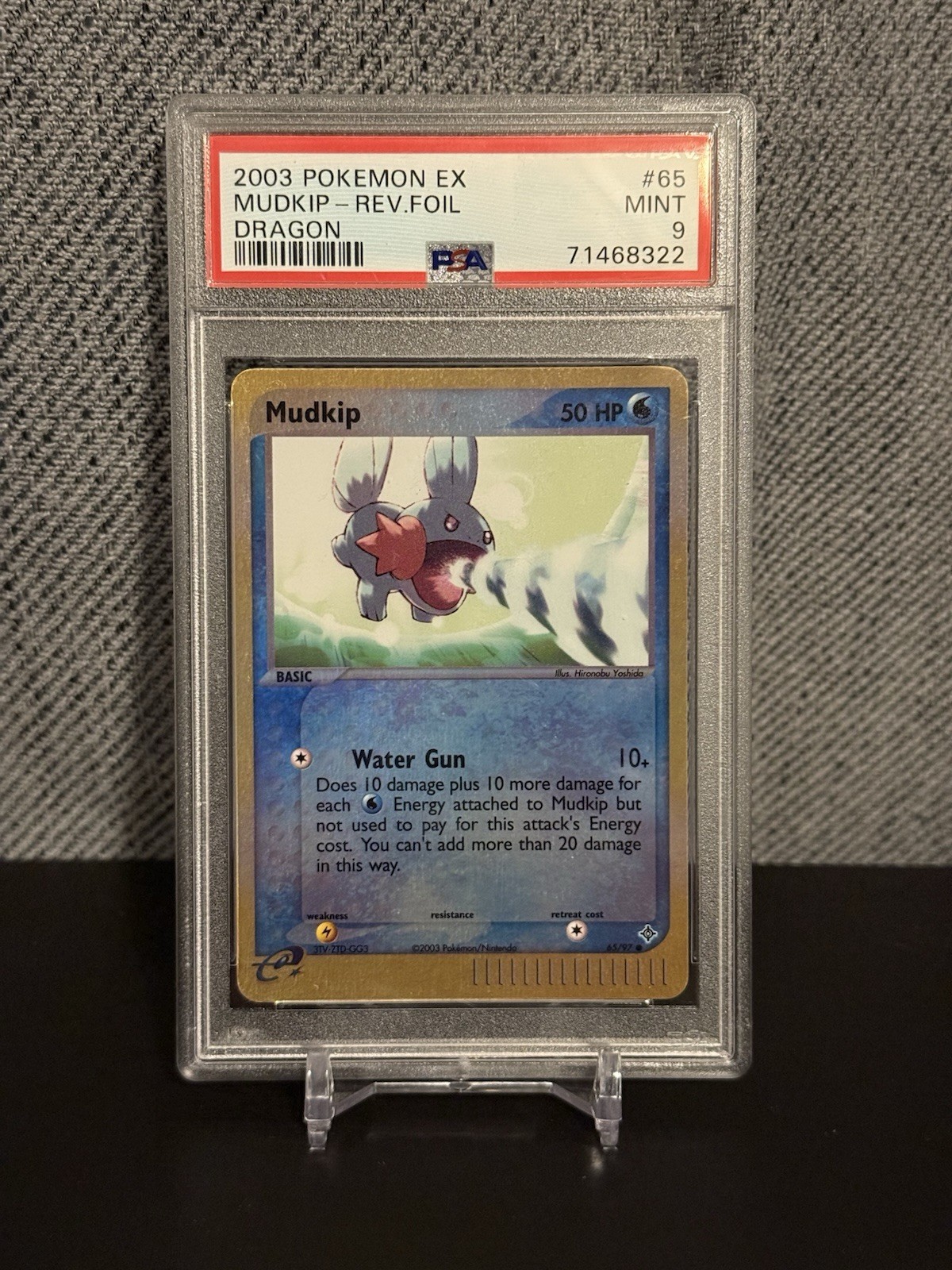 2003 Pokemon Ex Dragon #65 Mudkip-Rev.Foil Dragon PSA 9
