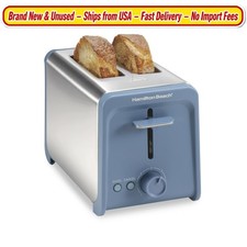 Hamilton Beach 2 Slice Toaster Extra Wide Slots Bagel Auto Shutoff Steel Blue