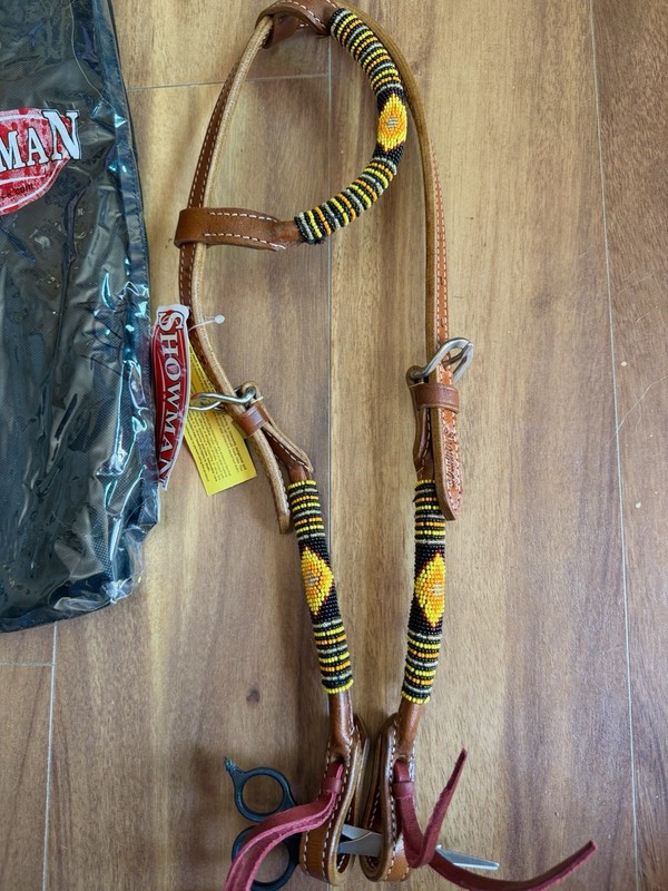 Showman Yellow/Orange/Black Beaded One Ear Headstall