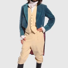 New Blue Wool Regency Tailcoat, Men's 19th Century British Tailcoat