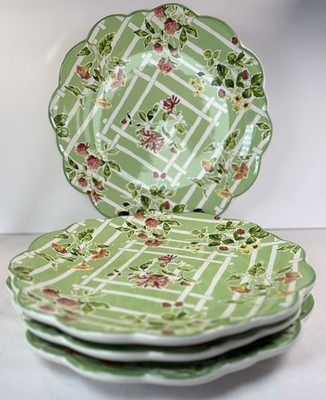 Set of 4Certified International English Garden Dinner Plates Floral  Berries 11 