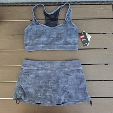 TYR Womens Grey Sandblasted  Racerback Top (L) & Matching Skort (M) NEW 