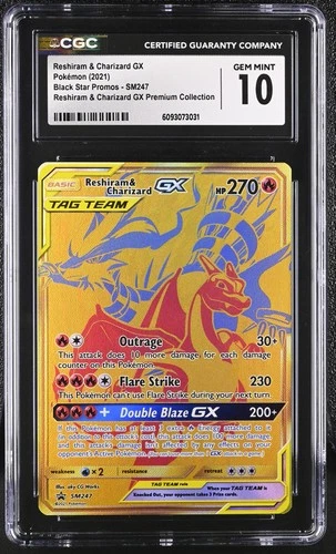 CGC 10 Reshiram & Charizard GX SM247 Premium Coll. Black Star Promo Pokemon Card