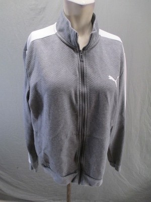 Puma Size M Mens Gray Cotton Blend Pockets Full Zip Activewear Sport Jacket 441