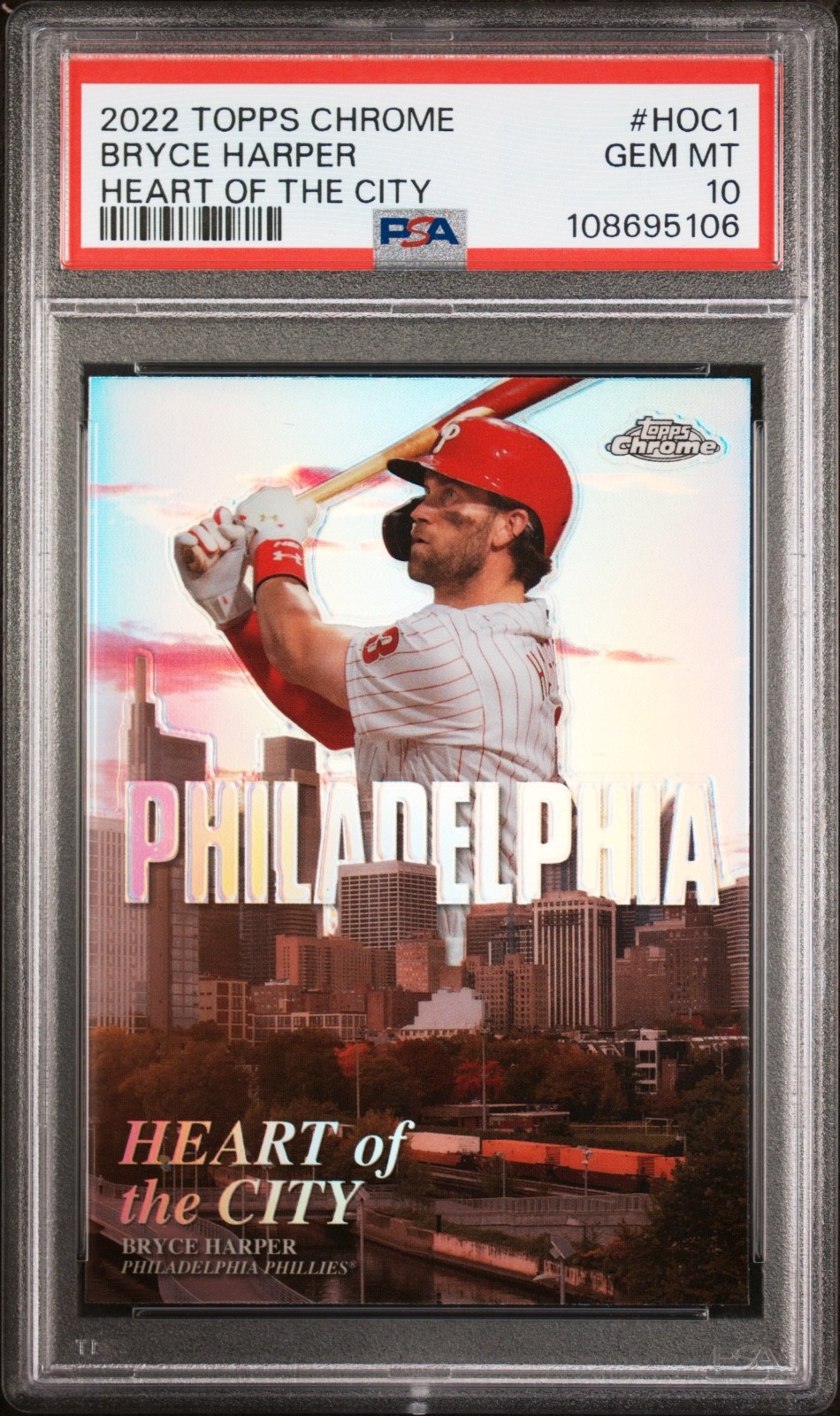 2022 TOPPS CHROME HEART OF THE CITY #HOC1 BRYCE HARPER PSA 10 view 1