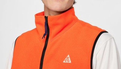 Nike ACG PolarTech Wolf Tree Orange Fleece 1/2 Zip Vest Men's L