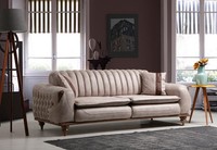 Beige Dreisitzer Chesterfield Couch Polster MöBel Textil Couchen Stoff