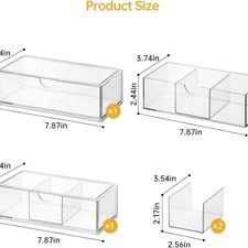   3-piece cabinet storage box set, plastic stackable storage box with 2 drawers,