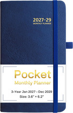2027-2029 Pocket Monthly Planner, 3 Year Calendar 2027-2029, 6.2 X 3.6