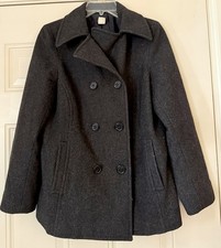 J Crew 100% Wool Pea Coat Charcoal M