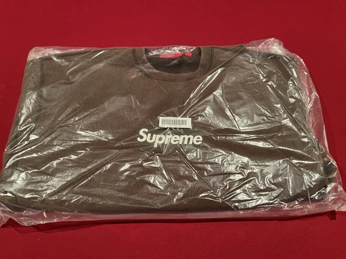 Logo Supreme Box MARRON lavé col rond GRAND SS25 scellé envoi le jour même