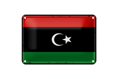 Ontrada Blechschild 12x18cm gewölbt Libyens Retro Flag of Libya Schild