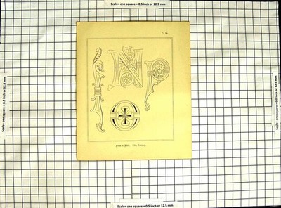 Alter antiker Druck um 1790-um 1900 Formen Design Muster Bibel 12. Jahrhundert 18.