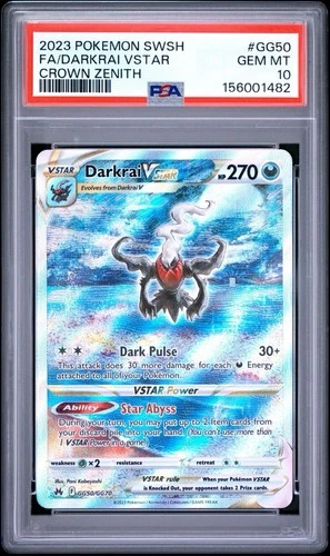 Pokemon 2023 Darkrai VSTAR PSA 10 GEM MINT Crown Zenith GG50