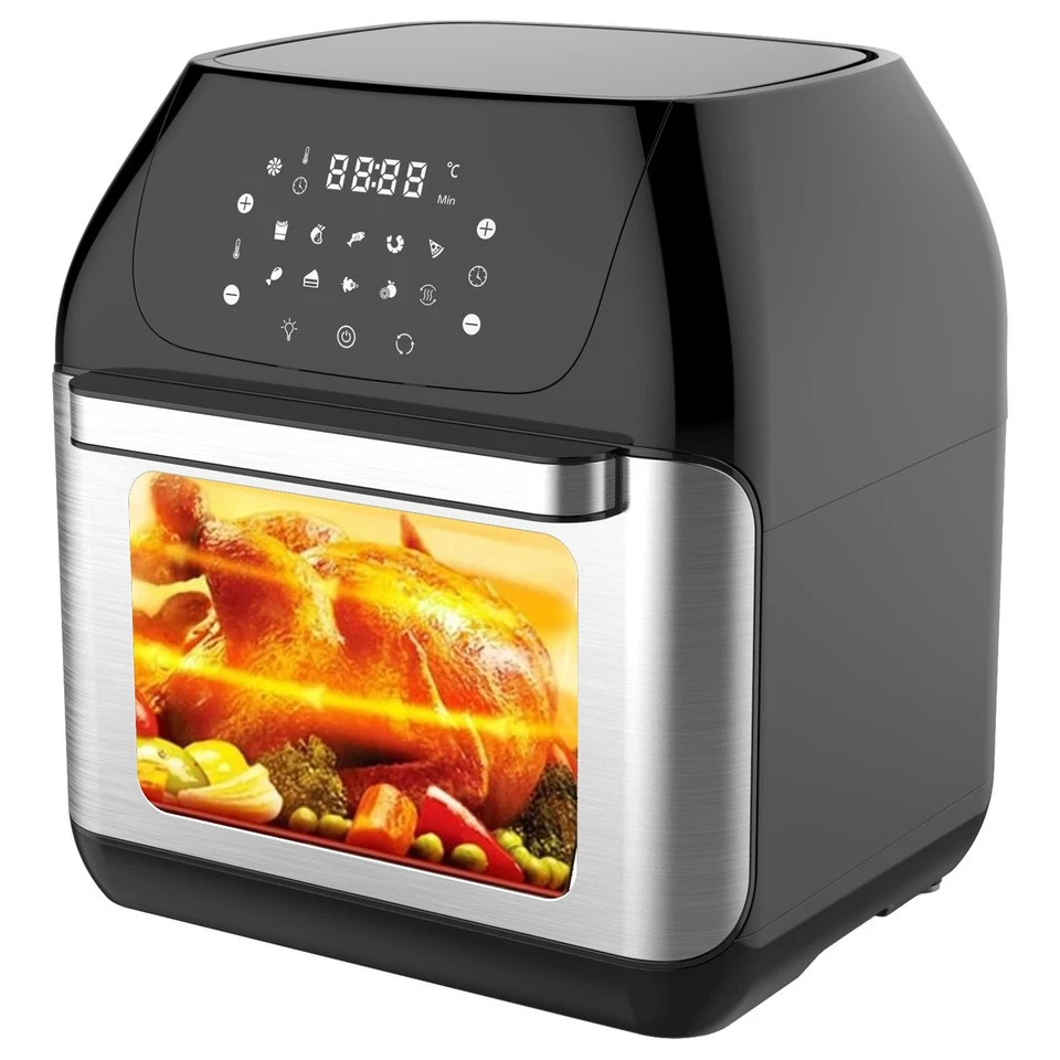 FRIGGITRICE 12 LITRI FORNO ARIA CALDA ESSICCATORE GIRARROSTO 5ACCESSORI AIGOSTAR