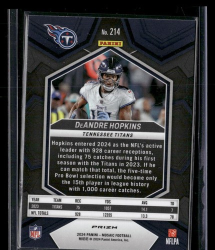 Mosaico Panini #214 DeAndre Hopkins 2024 mosaico verde Tennessee Titans - Imagen 2 de 2