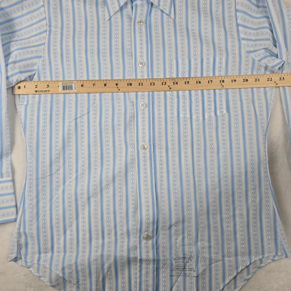 Sears Men's Store Perma Prest 15.5 32/33 Long Sleeve Button Up Shirt Blue White - Image 4 of 4