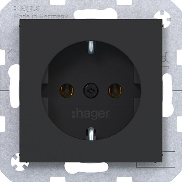 Hager WAS1100BM Steckklemmen A.X/C.X Nachtschwarz Matt Steckdose Schuko-image