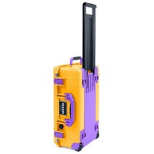 Yellow  Purple Pelican 1535 Air case. Empty. With wheels. Purple Trolley.