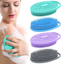 Silicone Body Scrubber 4 Pack, Double-Sided Silicone Loofah Shower Body Scrubber