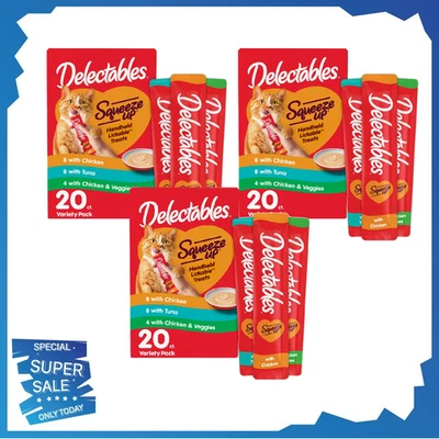 Delectables Squeeze Up Lickable Tasty Wet Cat Treat Tuna, Chicken 60 Count