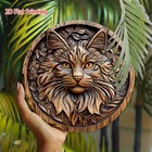 2D Flat - 1pc Vintage Maine Coon Cat Tin Metal Signs - Maine Coon Cat Face with