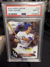 2016 Topps Chrome - Corey Seager PSA 10 Rookie Card Dodgers Rangers. rookie card picture