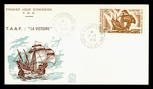 DR WHO 1974 FRENCH ANTARCTIC FSAT FDC LA VICTOIRE SHIP 185F M76741