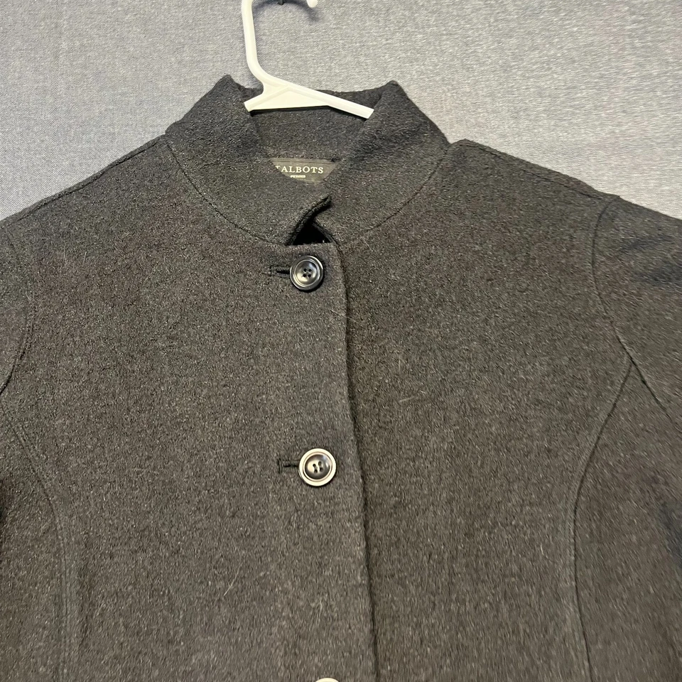 Talbots Women Blazer Jacket Size L Petite Gray Wool Single Breasted Button Front - Image 2 of 4