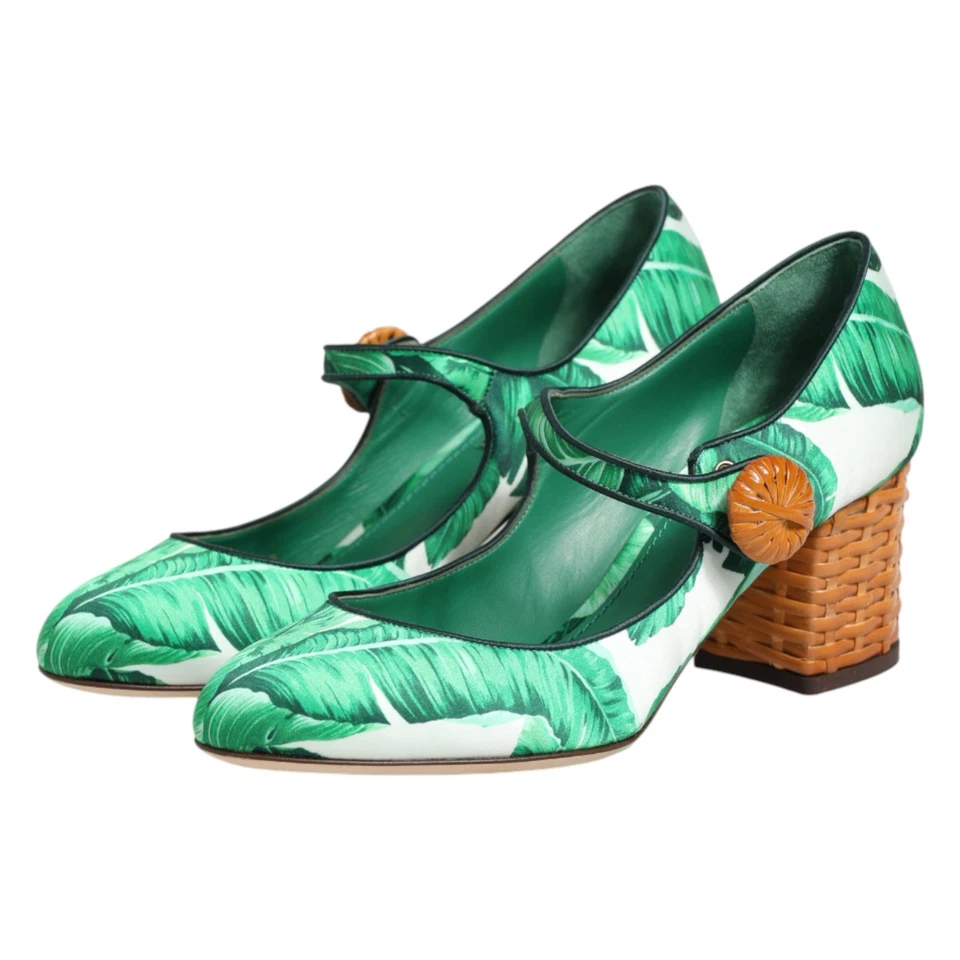 DOLCE & GABBANA Shoes Green Silk MARY JANES Leaf Sandals EU38 / US7.5 RRP 930usd - Image 4 of 4