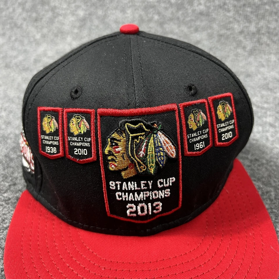 Gorra Chicago Blackhawks Snap Back para hombre grande campeones de hockey de la NHL New Era Foto 2 de 4