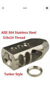 Stainless Steel 5/8X24 TPI Muzzle Brake For .308 With Crush Washer  Jam Nut US