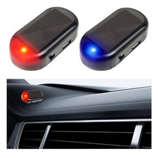 Augeny 2PCS Car Solar Power Simulated Dummy Alarm, Anti-Theft LED Black