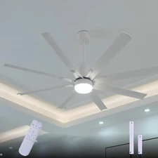 52/72in ceiling fan with light and remote control, silent DC fan ，dimmable light