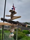 DRIFTWOOD MOBILE  HANGING HANDCRAFTED HAG STONE SHELLS OUTDOOR BEACH GIFT GARDEN